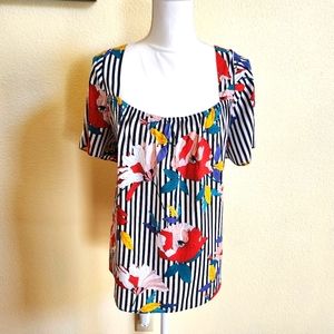 Black White Floral Top